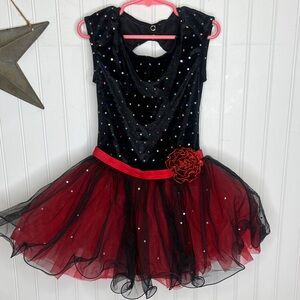 Weissman Black and Red Sequin Kids Dance Costume